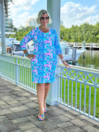 SPLASH OF PINK  SLEEVE DRESS