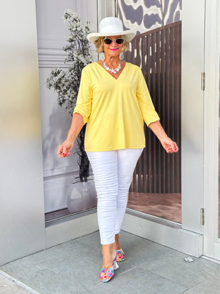LULU-B YELLOW TAILORED V SLEEVE TOP