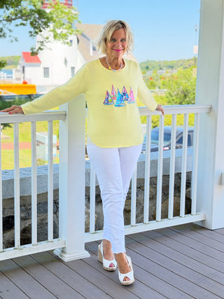 BEACH CLUB YELLOW SAILBOAT SWEATER LULU-B