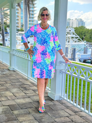 SALINA REEF RUFFLE SLEEVE DRESS