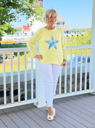 BEACH CLUB YELLOW STARFISH SWEATER LULU-B