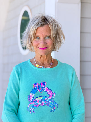 BEACH CLUB SEAFOAM CRAB SWEATER LULU b