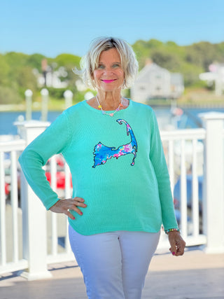 BEACH CLUB SEAFOAM CAPE COD MAP SWEATER Cathys Place