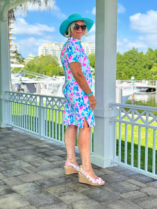 PINK PETALS SHORT SLEEVE DRESS