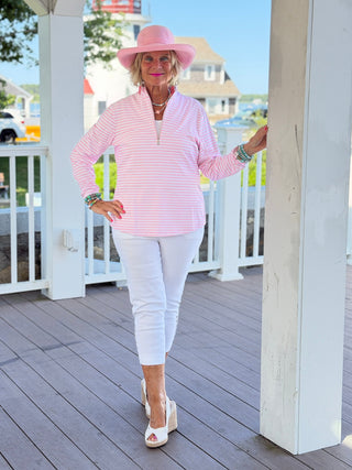 DOCKSIDE PRETTY PINK PINK HALF ZIPPER LULU-B
