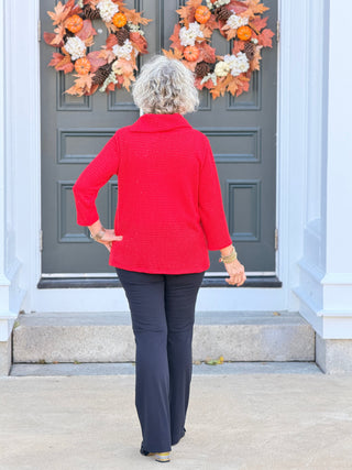 HOLIDAY RED SPARKLE COWL TOP Cathys Place