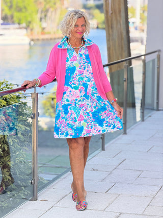 LULU B PALM Beach SPLASH HALF ZIPPER DRESS 2X LULU B PALM Beach SPLASH HALF ZIPPER DRESS 2X