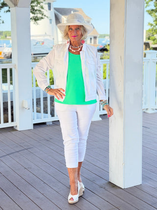 LULU B CHAMBRAY WHITE LINEN JACKET LULU-B