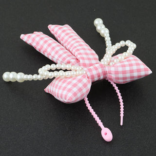 Pearled Plaid Ribbon Bag Charm