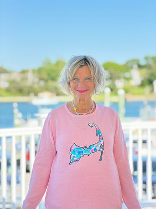 BEACH CLUB PINK CAPE COD MAP SWEATER LULU-B