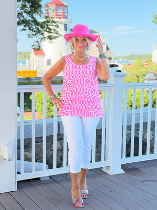 LULU B PALM BEACH LATTICE CHA CHA TANK LULU-B