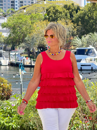 LULU-B CRIMSON RED CHA CHA TANK