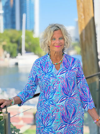 LULU B PALM BEACH ROYALE SCALLOP SLEEVE DRESS LULU-B