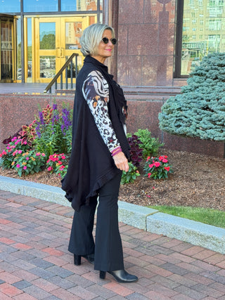 Solid Ruffle Vest Poncho