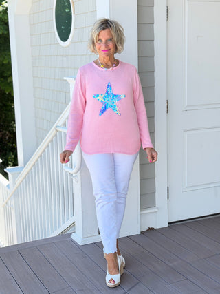 BEACH CLUB PINK STARFISH SWEATER LULU-B