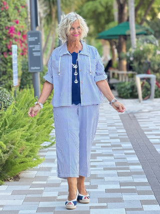 FRENCH RIVIERA NAVY SEERSUCKER JACKET Cathys Place