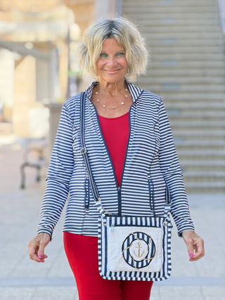 NAUTICAL NAVY STRIPE JACKET LULU-B