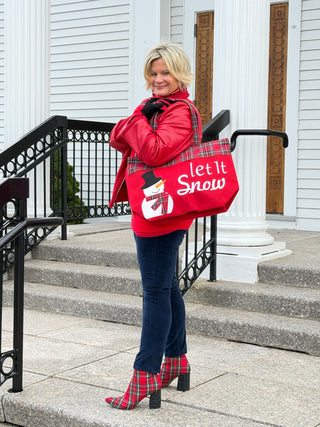 Let It Snow Letter Snowman Christmas Tote Bag Cathys Place