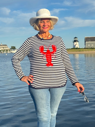 NAVY STRIPE LOBSTER SWEATER