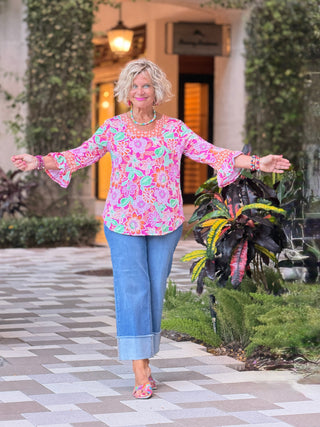 FLORAL PUFF TOP Cathys Place