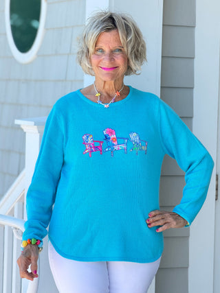 BEACH CLUB AQUA ADIRONDACK SWEATER LULU-B