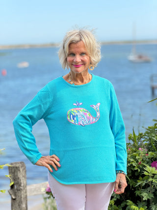 BEACH CLUB AQUA WHALE SWEATER LULU-B