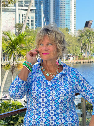 LULU B COASTAL BLOOM RUFFLE TOP