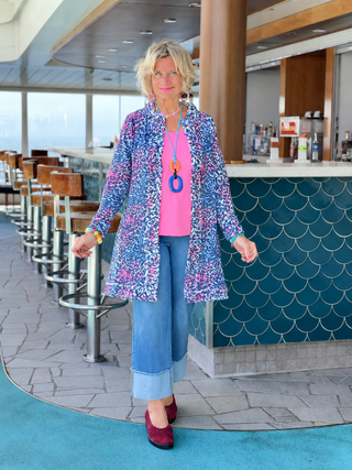 LULU-B SHADES OF ROYAL ROUGED CARDIGAN LULU-B