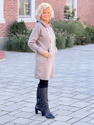 Lulu-b kangaroo pocket Taupe scuba dress LULU-B