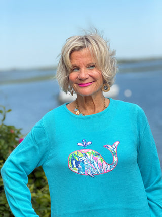BEACH CLUB AQUA WHALE SWEATER LULU-B