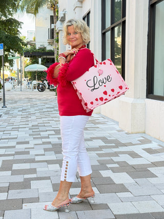 LULU B RED FINGE CASHMERE TOP