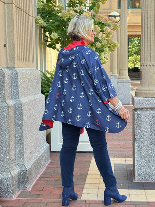 Navy / Red Reversible Rain Cape - Anchor Collection