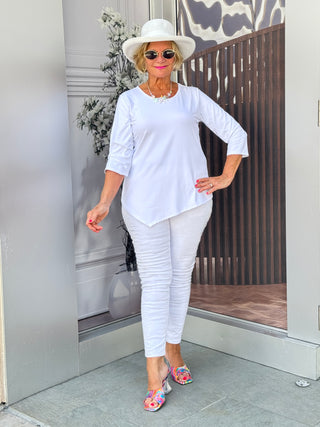 WHITE ASYMMETRIC TOP