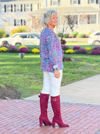 SHADES OF BLUE  ROUGED CARDIGAN LULU-B