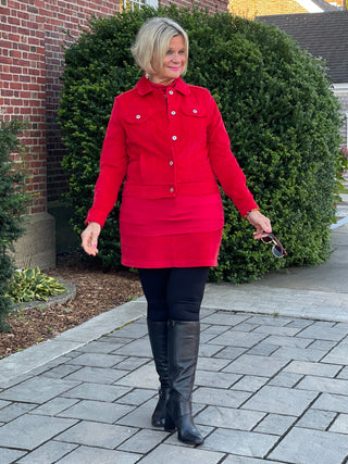 LULU-B RED NAVY VELOUR SKORT PREORDER SHIPS OCTOBER 31 LULU-B