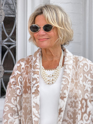 Women's Eyelash Scroll Jacquard Cardigan Cathys Place