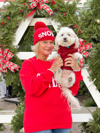 RED SKI BUM Suede-Like Flocked Logo Heavyweight Sweatshirt Cathys Place