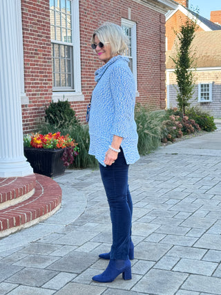 Women's Cowl Neck Spacedye Chenille Knit Top BLUEBELL MULTI
