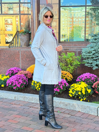 LULU-B ROUGED SILVER CARDIGAN