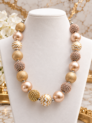 Gold Pearl Rhinestone Chunky Bubblegum Jewelry Cathys Place