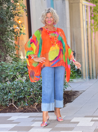 Sofia Sunrise Orange Silk Kaftan Cathys Place