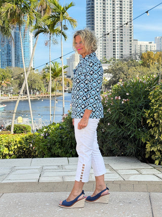 LULU B OCEAN TREASURES RUFFLE SLEEVE TOP LULU b