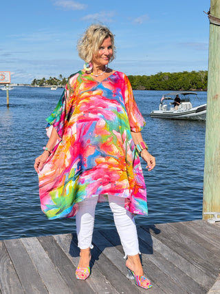 Artisan Papaya Water Color Modal Kaftan Cathys Place