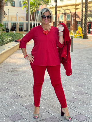 LULU-B RED VELOUR PANTS