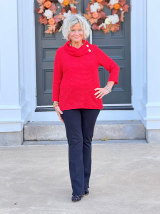 HOLIDAY RED SPARKLE COWL TOP Cathys Place