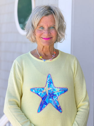 BEACH CLUB YELLOW STARFISH SWEATER LULU-B