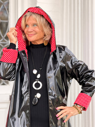 THE BLACK/ RED POKA DOT POSH RAINCOAT Cathys Place