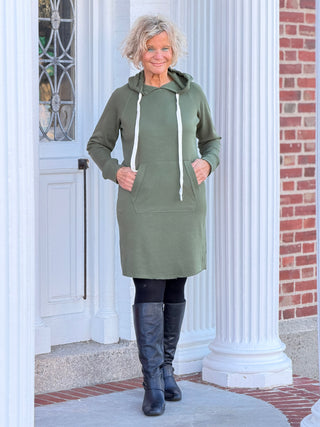 Lulu b kagaroo pocket olive scuba dress LULU-B