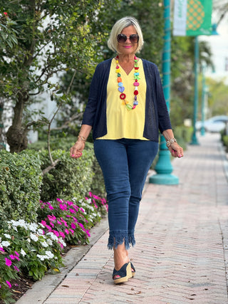 LULU-B NAVY FRINGE CAPRI - Cathys Place