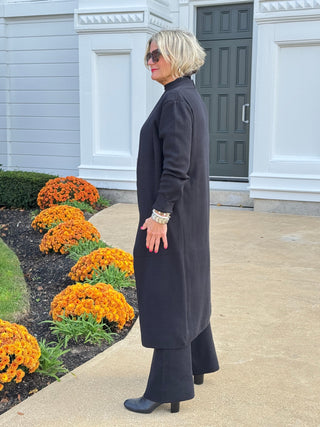 Ladies Solid Color Open Knit Cardigan & Pants 3PCS Set Cathys Place